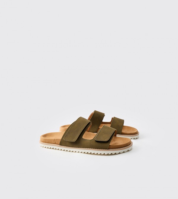 Faux Suede Double Strap Skater Casual Sandals