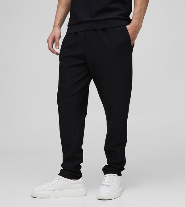 Slim Fit Textured Stripe Tapered Joggers