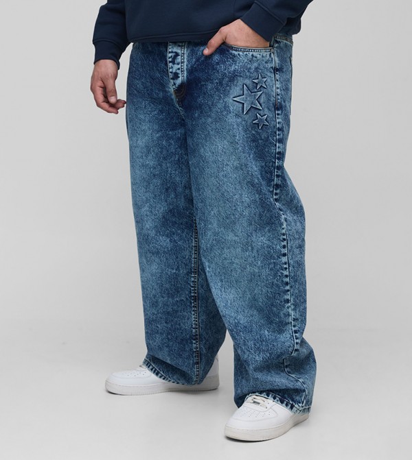 Plus & Tall Star Embossed Relaxed Fit Jeans