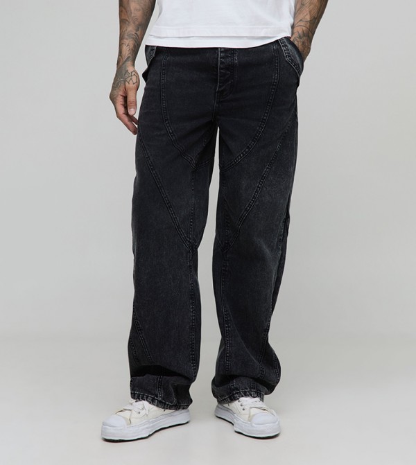 Tall Washed Paneled Relaxed Fit Jeans