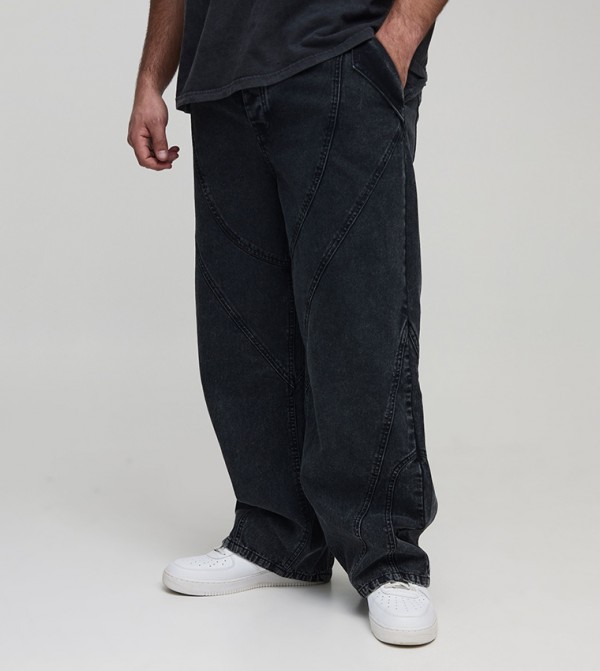 Plus & Tall Washed Paneled Relaxed Fit Jeans