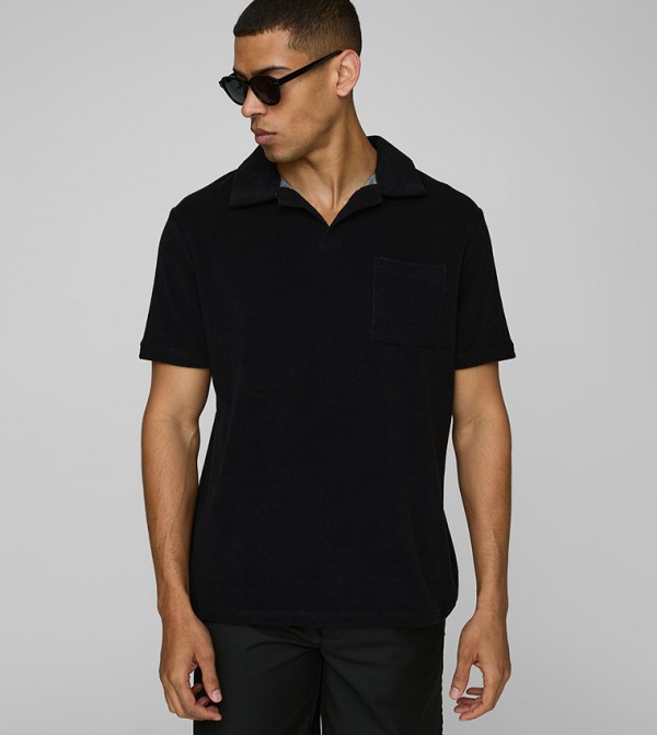 Pocket Detail Toweling Polo T-Shirt