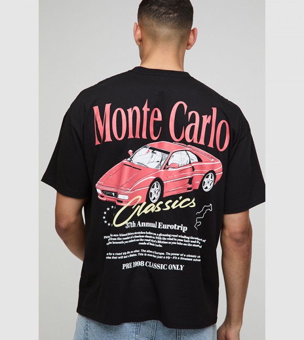 Monte Carlo Classic Car Graphic Oversized T-Shirt