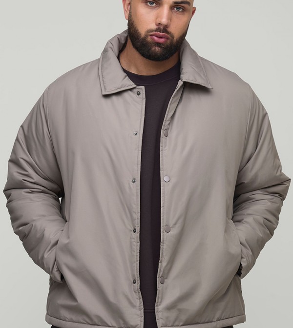 Plus & Tall Regular Fit Padded Collared Coach Jacket