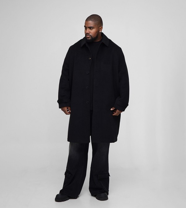 Solid Collared Oversized Overcoat