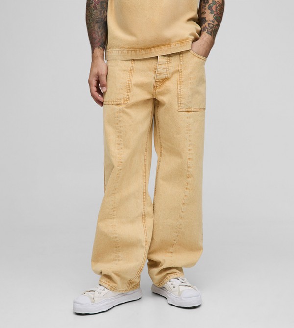 Tinted Paneled Relaxed Fit Jeans