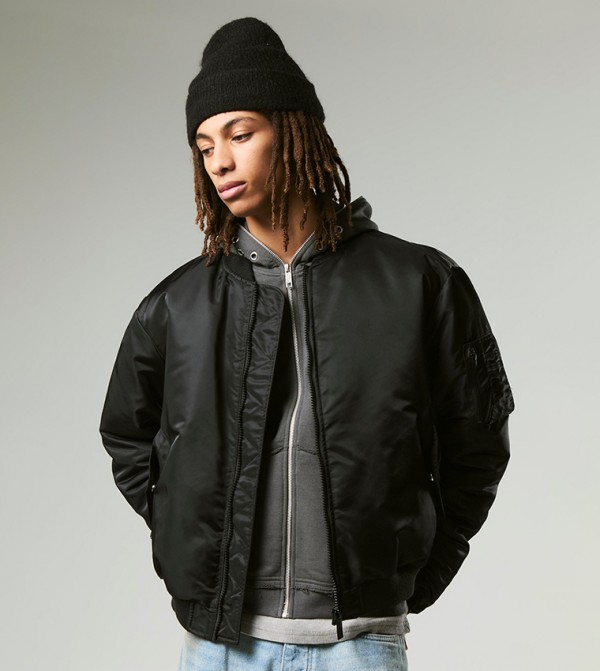 Padded Nylon Panelled Bomber Jacket