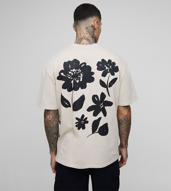 Tall Floral Print Short Sleeves Oversized T-Shirt