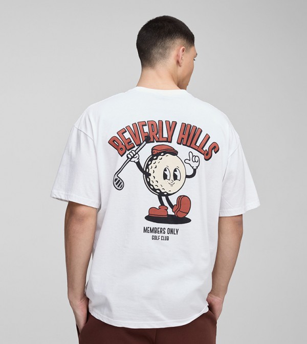 Beverley Hills Golf Cartoon Graphic Oversized T-Shirt