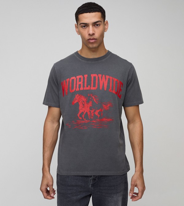 Worldwide Horse Western Graphic Washed T-Shirt