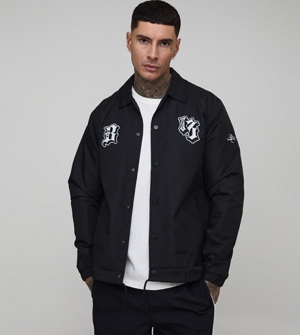 Tall Regular Fit Varsity Badge Collared Coach Jacket
