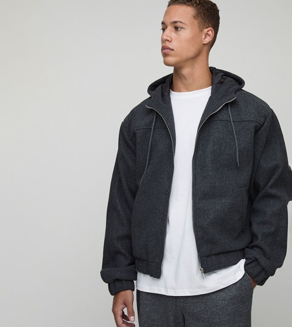 Tall Melton Hooded Bomber Jacket