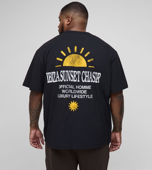 Printed Crew Neck Oversized T-Shirt