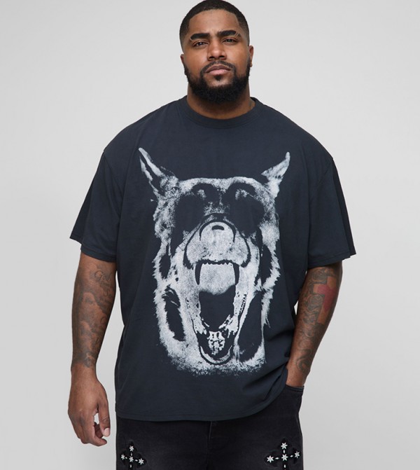 Printed Crew Neck Oversized T-Shirt