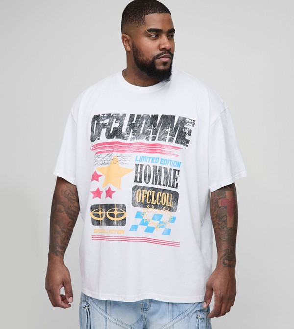 Cracked Print Moto Oversized T-Shirt