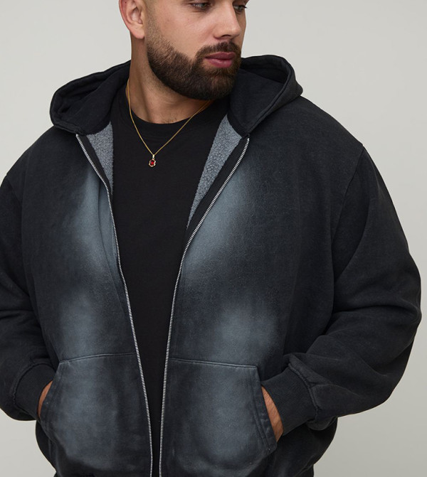 جاكيت أوفرسايز بسحاب للمقاسات الكبيرة والطويلة 