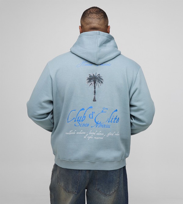 Palm Print Garment Oversized Hoodie