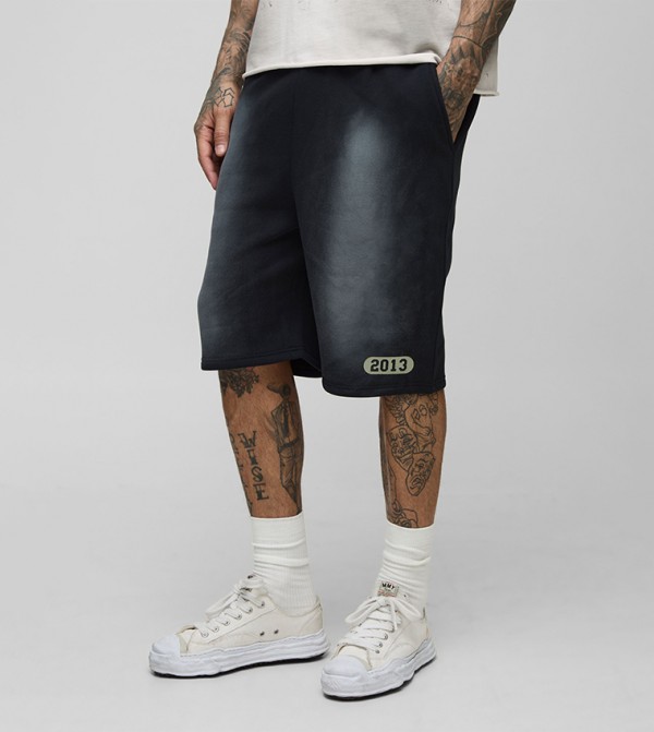 Tall Spray Wash Print Denim Shorts