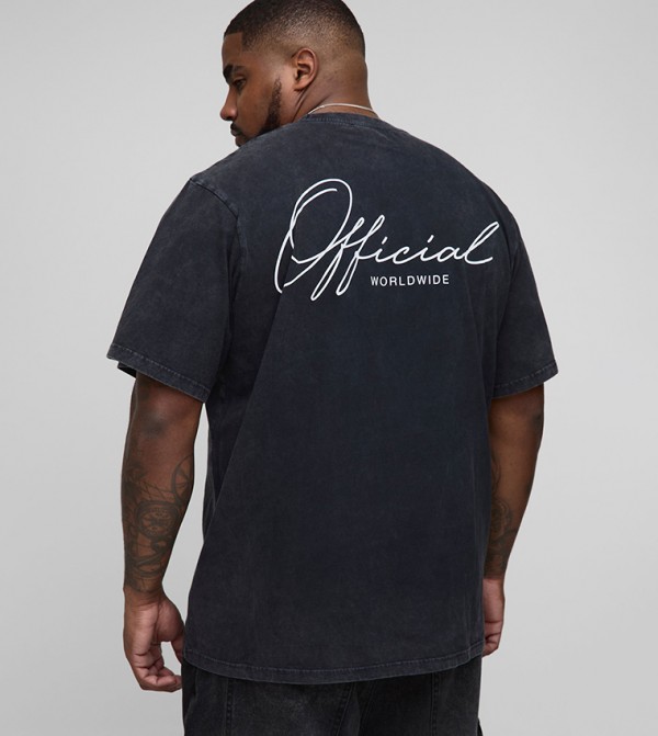 Plus & Tall Official Acid Wash Back Printed T-Shirt