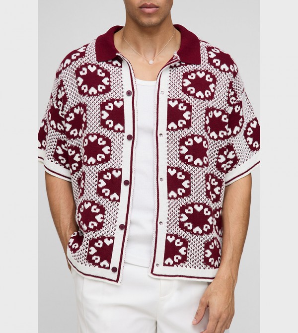 Boxy Crochet Knitted Oversized Shirt