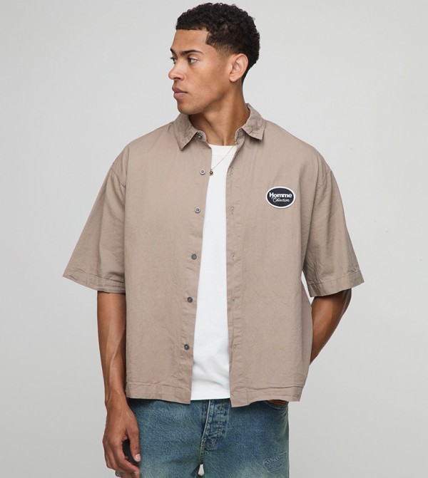 Printed Short Sleeves Oversized Shirt