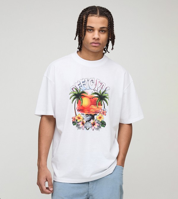 Official Sunset Heart Landscape Printed Oversized T-Shirt