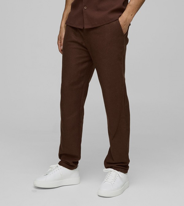 Textured Brushed Straight Fit Trousers