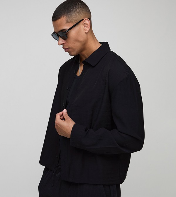 Crinkled Oversized Long Sleeves Shirt