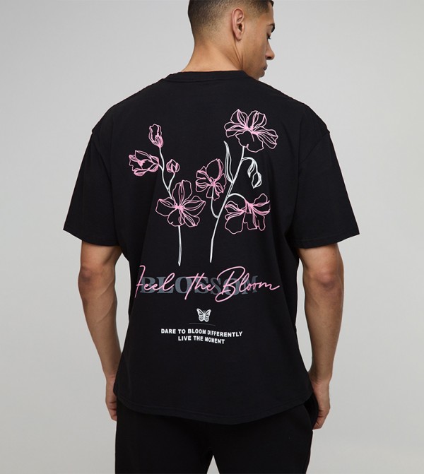 Feel The Bloom Floral Print Oversized T-Shirt