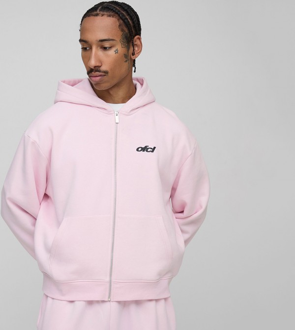 Pastel Zip Through Oversized Hooded Jacket