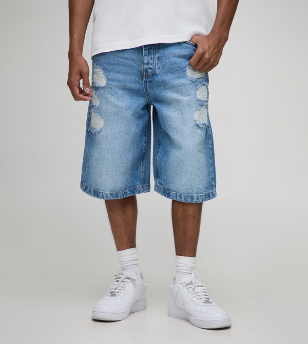 Ripped Rigid Denim Jorts