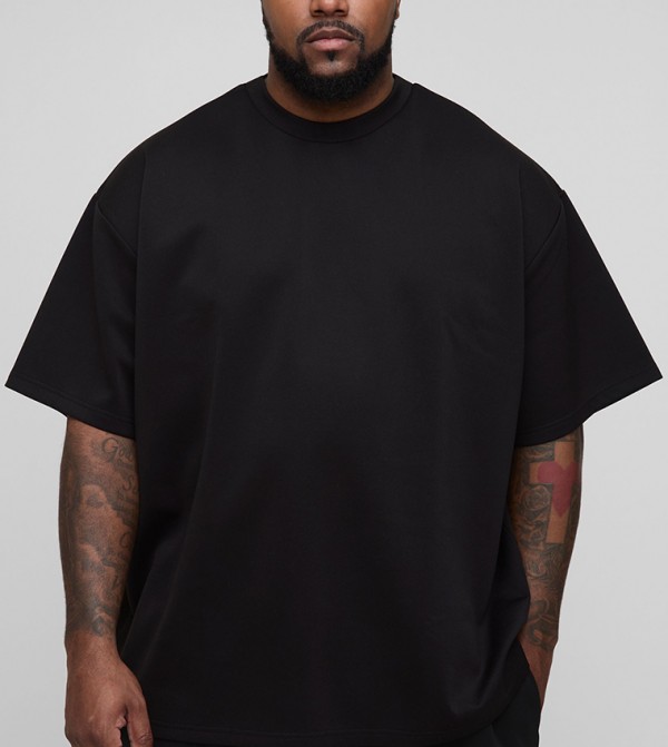 Plus & Tall Solid Crew Neck Oversized Scuba T-Shirt
