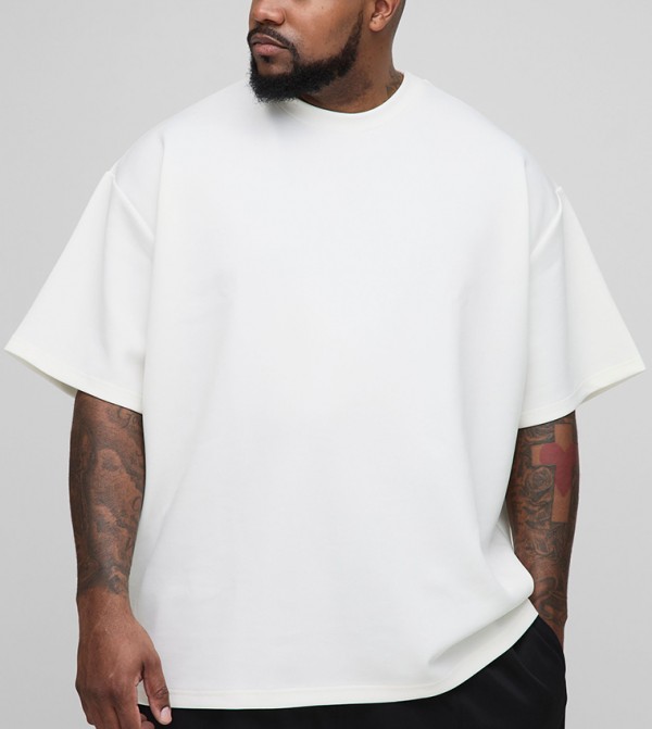 Plus & Tall Solid Crew Neck Oversized Scuba T-Shirt