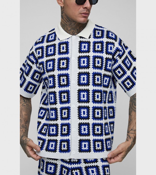 Tall Oversized Crochet Knit Shirt