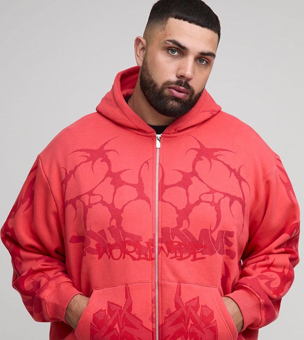 Worldwide Print Oversized Hooded Jacket