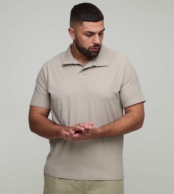 Textured Revere Oversized Polo T-Shirt