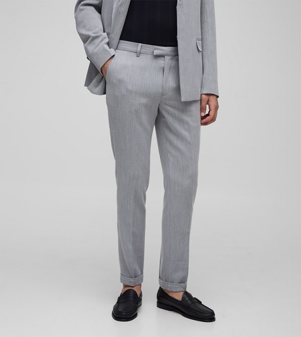 Herringbone Skinny Fit Formal Trousers