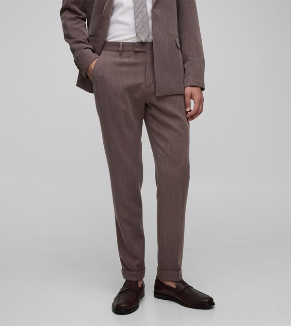 Herringbone Skinny Fit Formal Trousers
