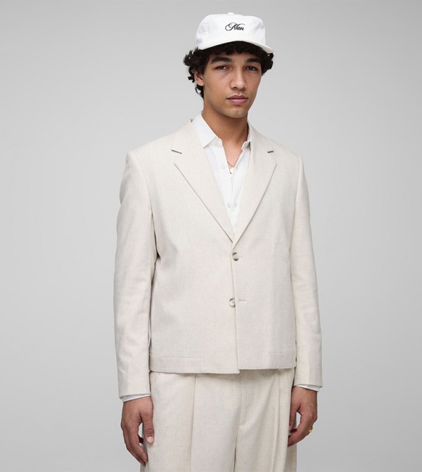 Herringbone Elasticated Hem Blazer