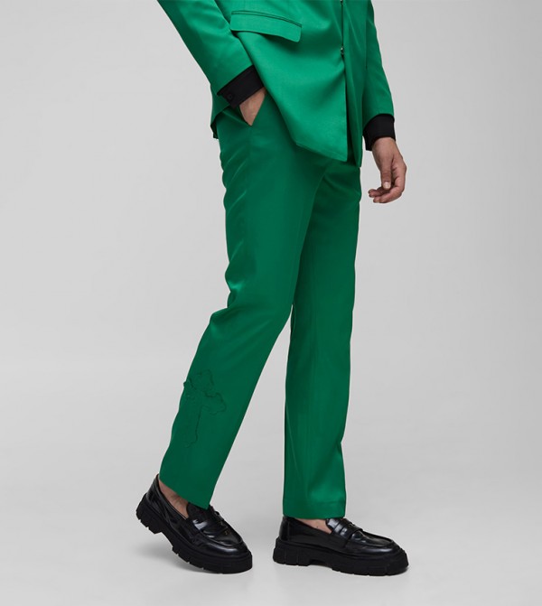 Cross Applique Straight Fit Formal Trousers