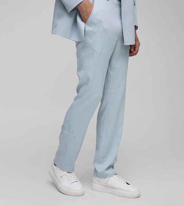 Cross Applique Straight Fit Formal Trousers