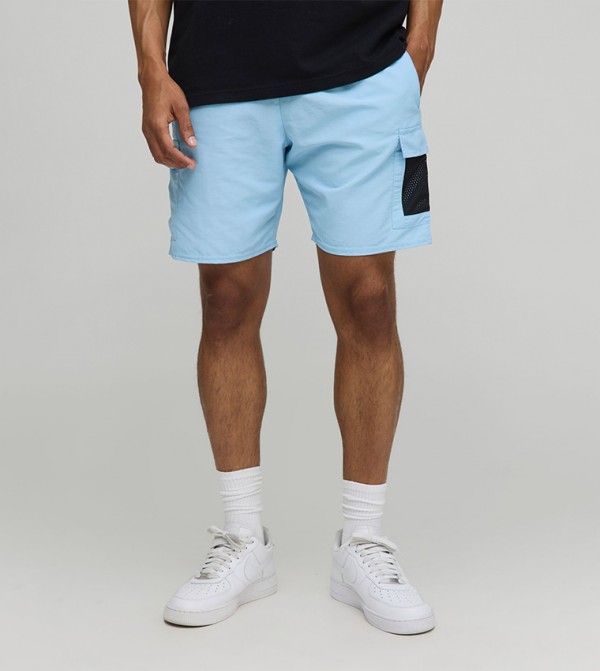 Nylon Slim Fit Cargo Shorts