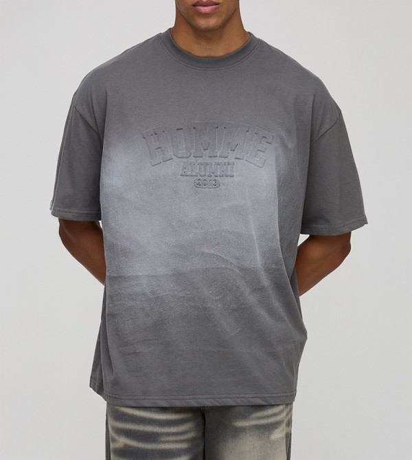 Oversized Homme 2013 Peached Washed Embossed T-Shirt