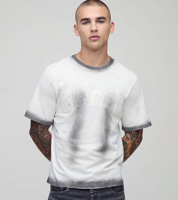 Peached Washed Capri Debossed T-Shirt