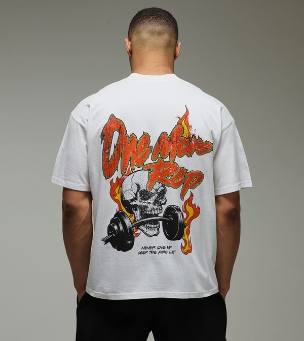 One More Rep Skull Oversized Active T-Shirt