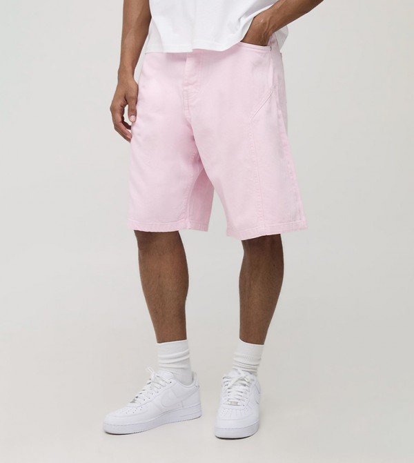 Parachute Pink Tinted Applique Denim Shorts