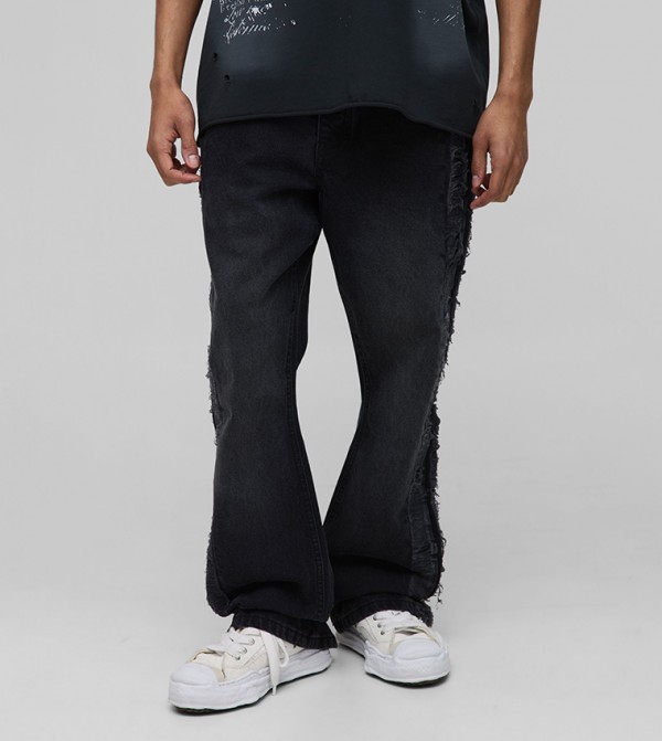 Washed Extreme Ripped Flared Slim Fit Jeans