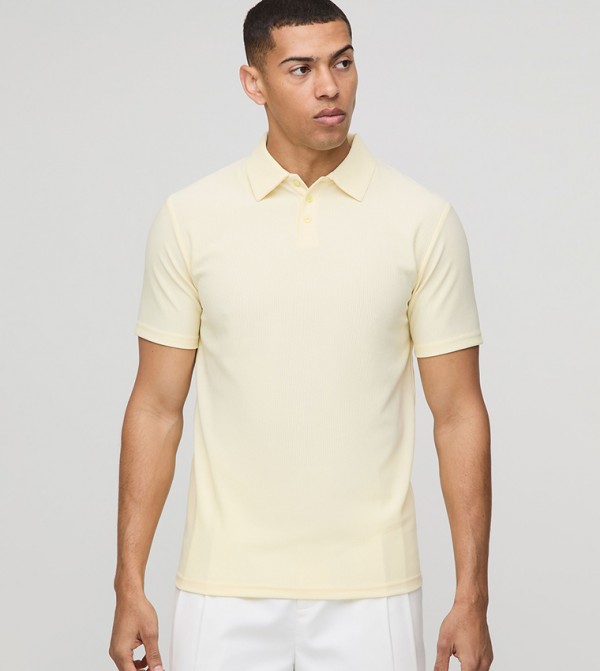Ribbed Ottoman Short Sleeves Polo T-Shirt