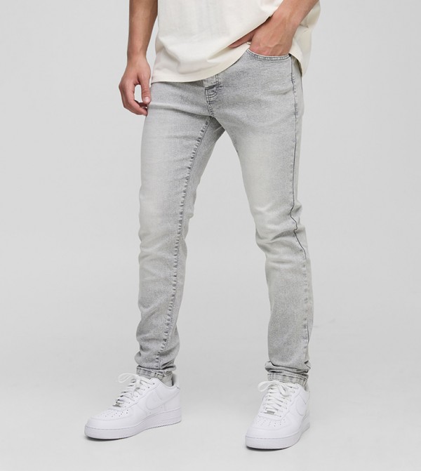 Washed Stretch Skinny Fit Jeans