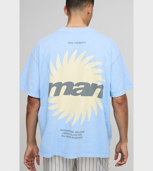 Crew Neck Washed Graphic Oversized T-Shirt